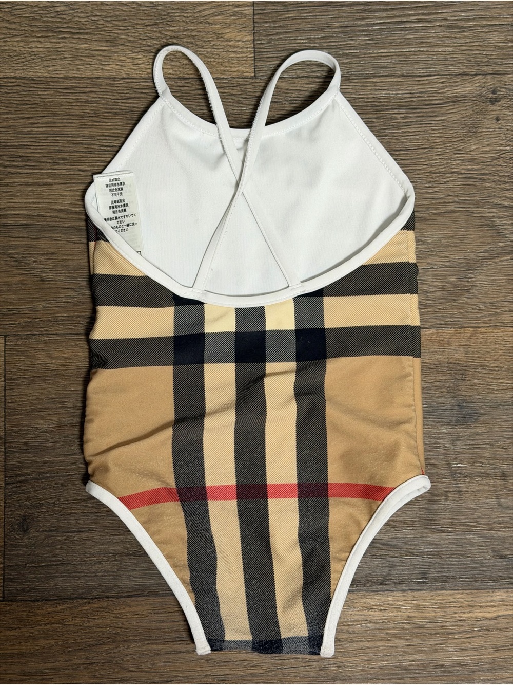 2T Burberry Classic One-Piece Swimsuit in Camel and Black - Picture 2 of 5